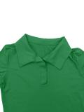 Plus Size Short Sleeve Solid Color Knits Midi Dress ZDF-31705