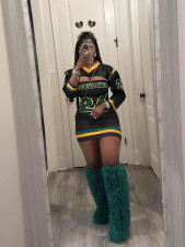 Letter Print Long Sleeve Sport Mini Dress SFY-835
