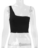 Single Shoulder Solid Color Tops YMYF-8803