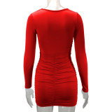 Long Sleeve Square Neck Mini Dress YMYF-8851