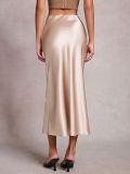 Solid Color Satin Long Skirt ANDF-8140