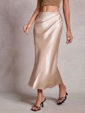 Solid Color Satin Long Skirt ANDF-8140