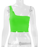 Single Shoulder Solid Color Tops YMYF-8803