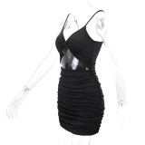 Spaghetti Strap Pleated Sexy Mini Dress YMYF-9266