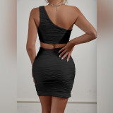 Water Ripple Off Shoulder Sexy Mini Dress YMYF-9264