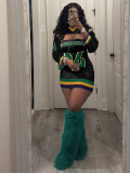 Letter Print Long Sleeve Sport Mini Dress SFY-835