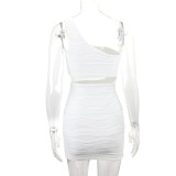 Water Ripple Off Shoulder Sexy Mini Dress YMYF-9264