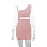 Water Ripple Off Shoulder Sexy Mini Dress YMYF-9264