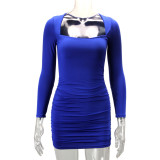 Long Sleeve Square Neck Mini Dress YMYF-8851