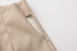 Solid Color PU Leather Split Culottes  ANDF-7923