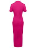 Plus Size Short Sleeve Solid Color Knits Midi Dress ZDF-31705