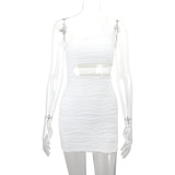 Water Ripple Off Shoulder Sexy Mini Dress YMYF-9264