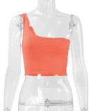 Single Shoulder Solid Color Tops YMYF-8803