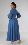 Long Sleeve Denim Shirt Dress XHXF-943