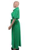 Solid Color Loose Long Sleeve Shirt Dress XHXF-914