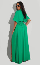 Solid Color Loose Long Sleeve Shirt Dress XHXF-914