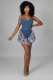 Colorful Print Patchwork Sling Romper XHXF-8595