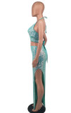 Sexy Sequin Halterneck Two Piece Skirts Set XHXF-8614
