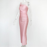 Sexy Sling Ruched Split Maxi Dress GZJF-1193