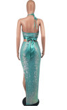 Sexy Sequin Halterneck Two Piece Skirts Set XHXF-8614