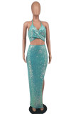 Sexy Sequin Halterneck Two Piece Skirts Set XHXF-8614