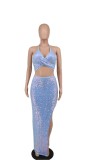 Sexy Sequin Halterneck Two Piece Skirts Set XHXF-8614