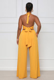 Solid Color Halterneck Backless Jumpsuit XHXF-8649