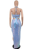 Sexy Sequin Halterneck Two Piece Skirts Set XHXF-8614