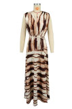 Print Tie Up Sleeveless Split Maxi Dress XHXF-432