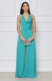 Solid Color Halterneck Backless Jumpsuit XHXF-8649