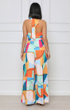 Print Halterneck Tie Up Jumpsuit XHXF-8640