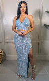 Sexy Sequin Halterneck Two Piece Skirts Set XHXF-8614