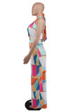 Print Halterneck Tie Up Jumpsuit XHXF-8640
