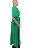 Solid Color Loose Long Sleeve Shirt Dress XHXF-914