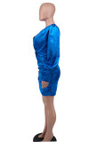 Long Sleeve Ruched Solid Color Mini Dress XHXF-268