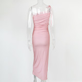 Sexy Sling Ruched Split Maxi Dress GZJF-1193