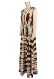 Print Tie Up Sleeveless Split Maxi Dress XHXF-432