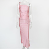 Sexy Sling Ruched Split Maxi Dress GZJF-1193