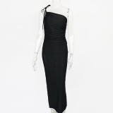 Sexy Sling Ruched Split Maxi Dress GZJF-1193