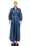 Long Sleeve Denim Shirt Dress XHXF-943