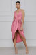 Solid Color Sling V Neck Midi Dress XHXF-257