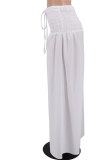 Solid Color Loose Casual Ice-Silk Pants XHXF-8636