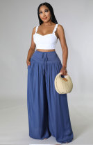 Solid Color Loose Casual Ice-Silk Pants XHXF-8636