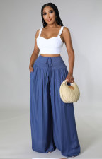 Solid Color Loose Casual Ice-Silk Pants XHXF-8636
