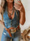 Sleeveless Single Breasted V-neck Denim Vest GYAN-9096