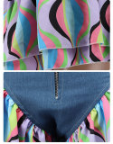 Colorful Print Patchwork Sling Romper XHXF-8595