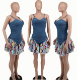 Colorful Print Patchwork Sling Romper XHXF-8595
