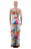 Print Halterneck Tie Up Jumpsuit XHXF-8640