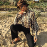 Long Sleeve Snake Print Bodysuit GZJF-1243