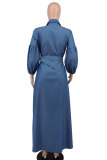 Long Sleeve Denim Shirt Dress XHXF-943
